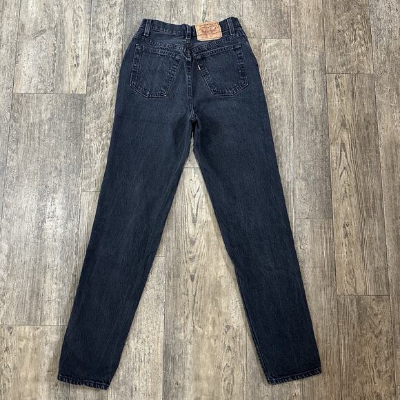 Vintage 90s Levis 501 Size 7 Black Button Fly Jeans Denim Pants Made USA 25x31.5 - Picture 2 of 12